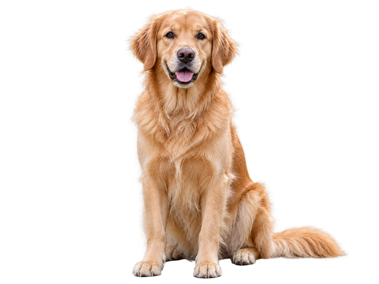 Golden Retriever als freigestelltes Motiv mit transparentem Hintergrund